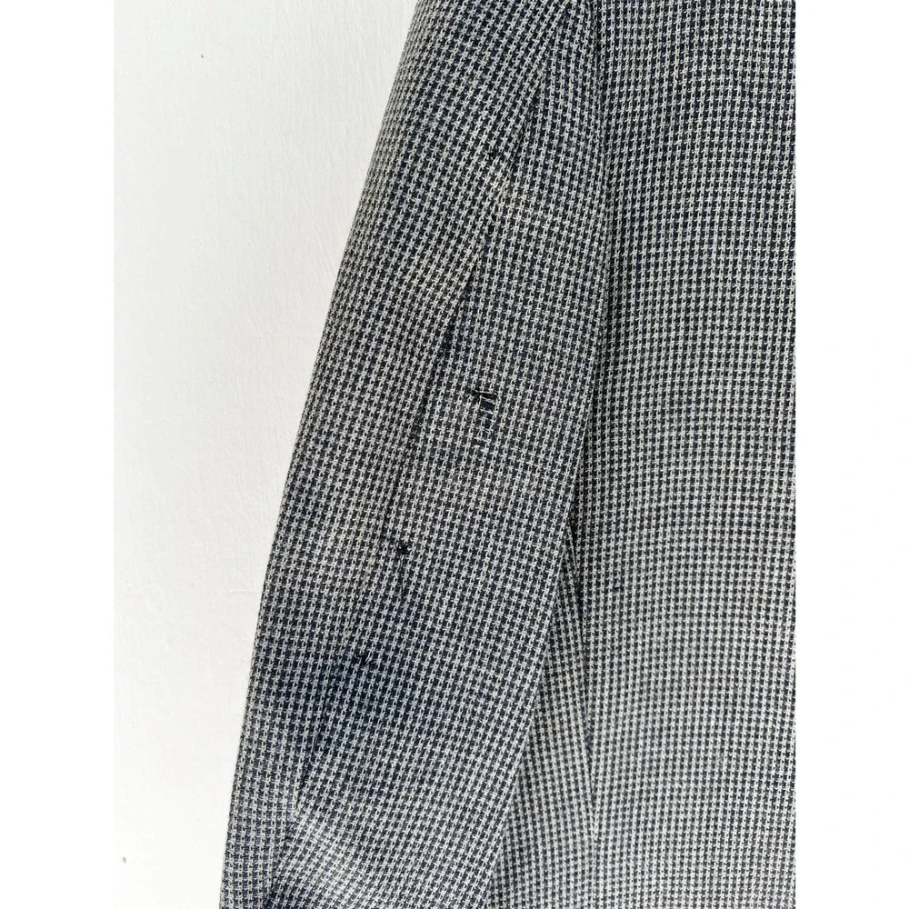 Oscar de la Renta‎ Mens 42R Wool Blazer Grey Black Houndstooth 3-Button Coat